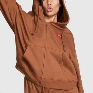 Victoria's Secret PINK Everyday Fleece Zip-Up Jacket(Carmel Kiss)